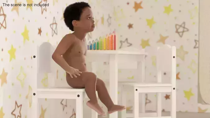 Toddler Black Boy Light Skin Rigged 3D model