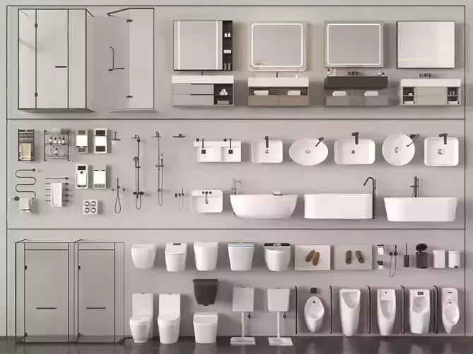 3DS MAX Bathroom Set 3D VRAY Render