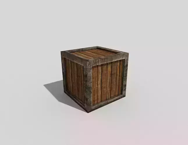 low poly wooden box Low-poly 3D model