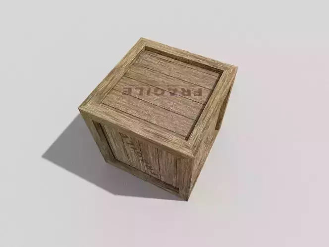 low poly wooden box Low-poly 3D model