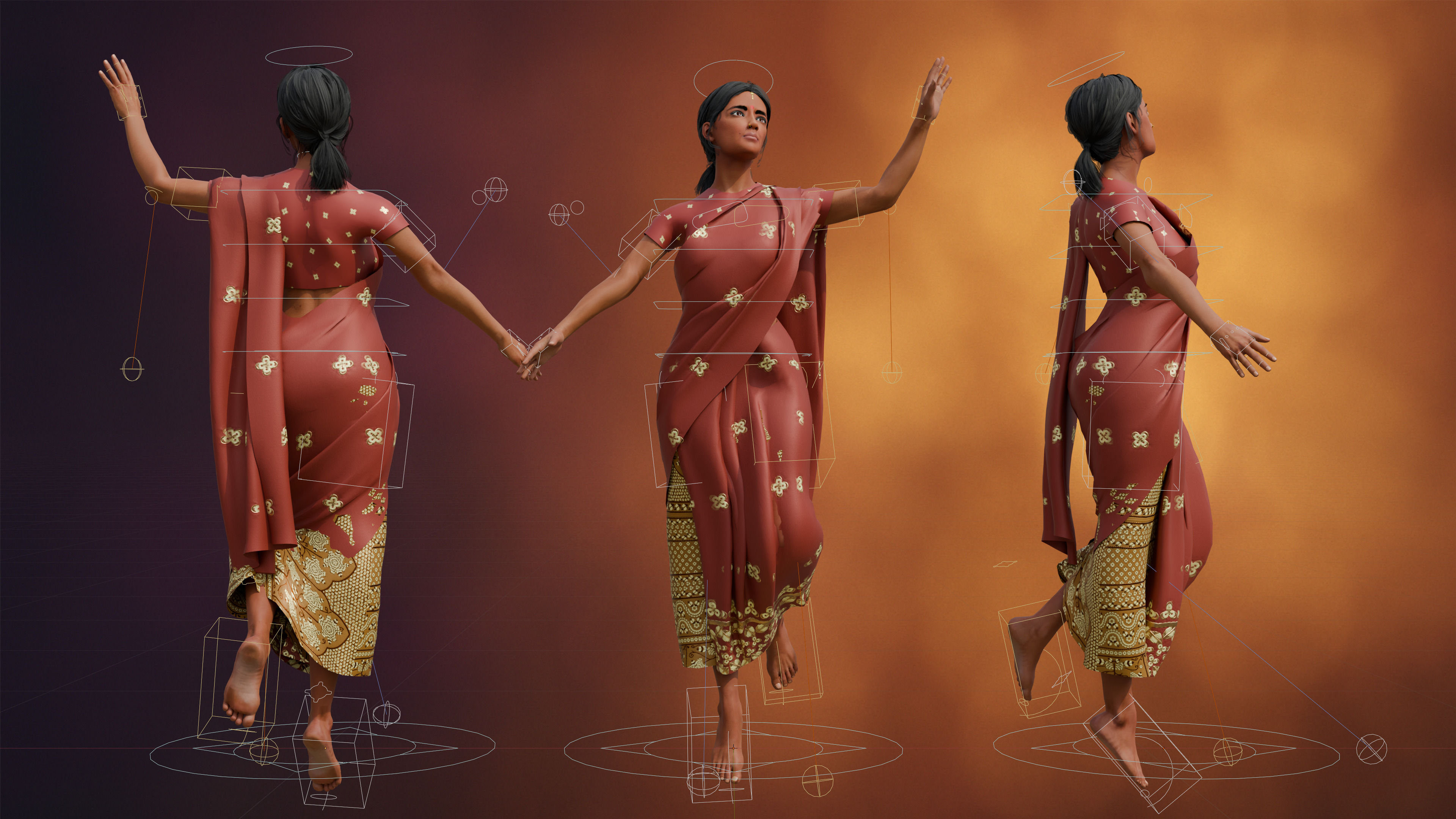 Priya Stylized Indian Character Rigged Blendshapes Low-poly 3D model_1