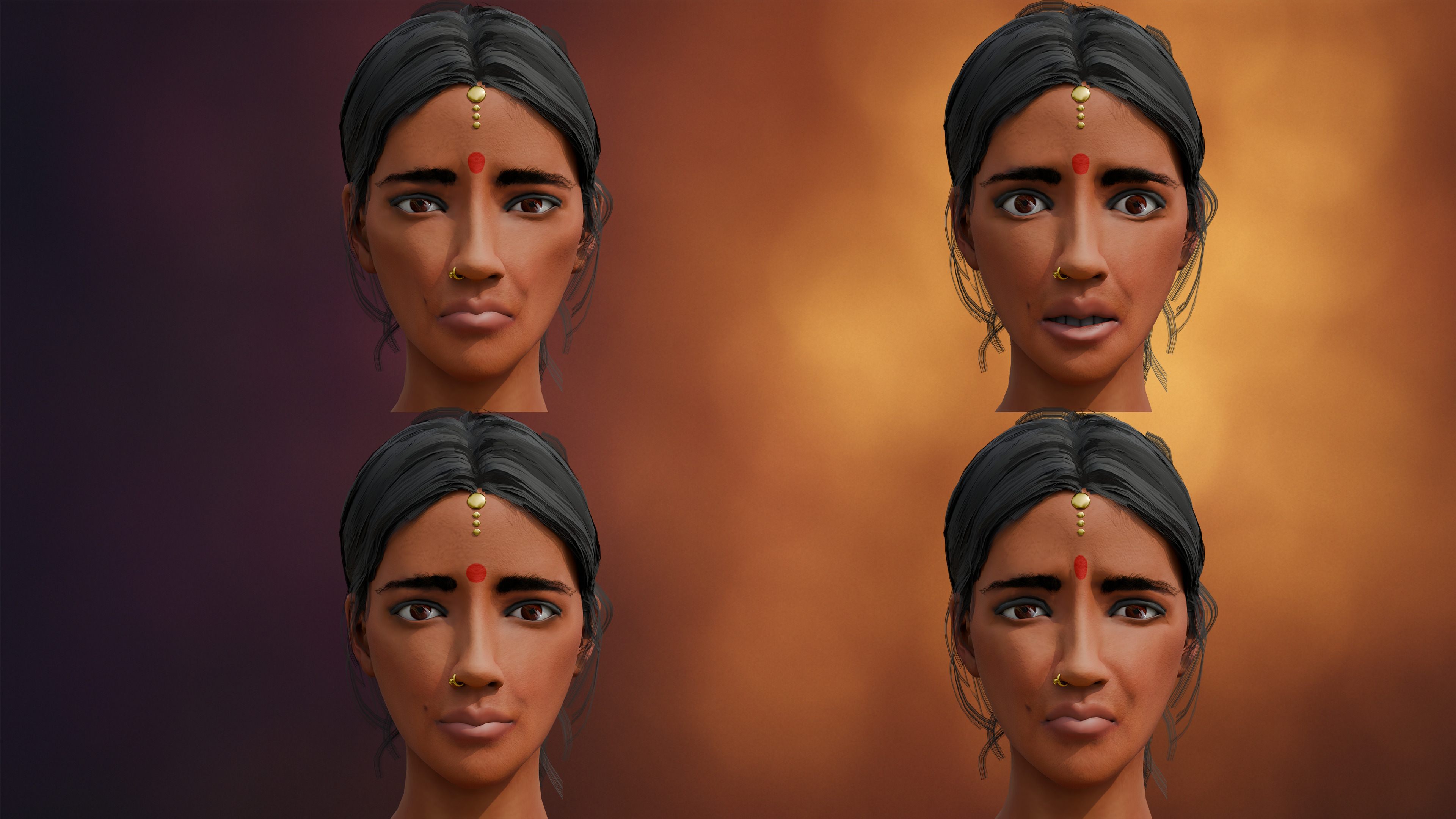 Priya Stylized Indian Character Rigged Blendshapes Low-poly 3D model_4