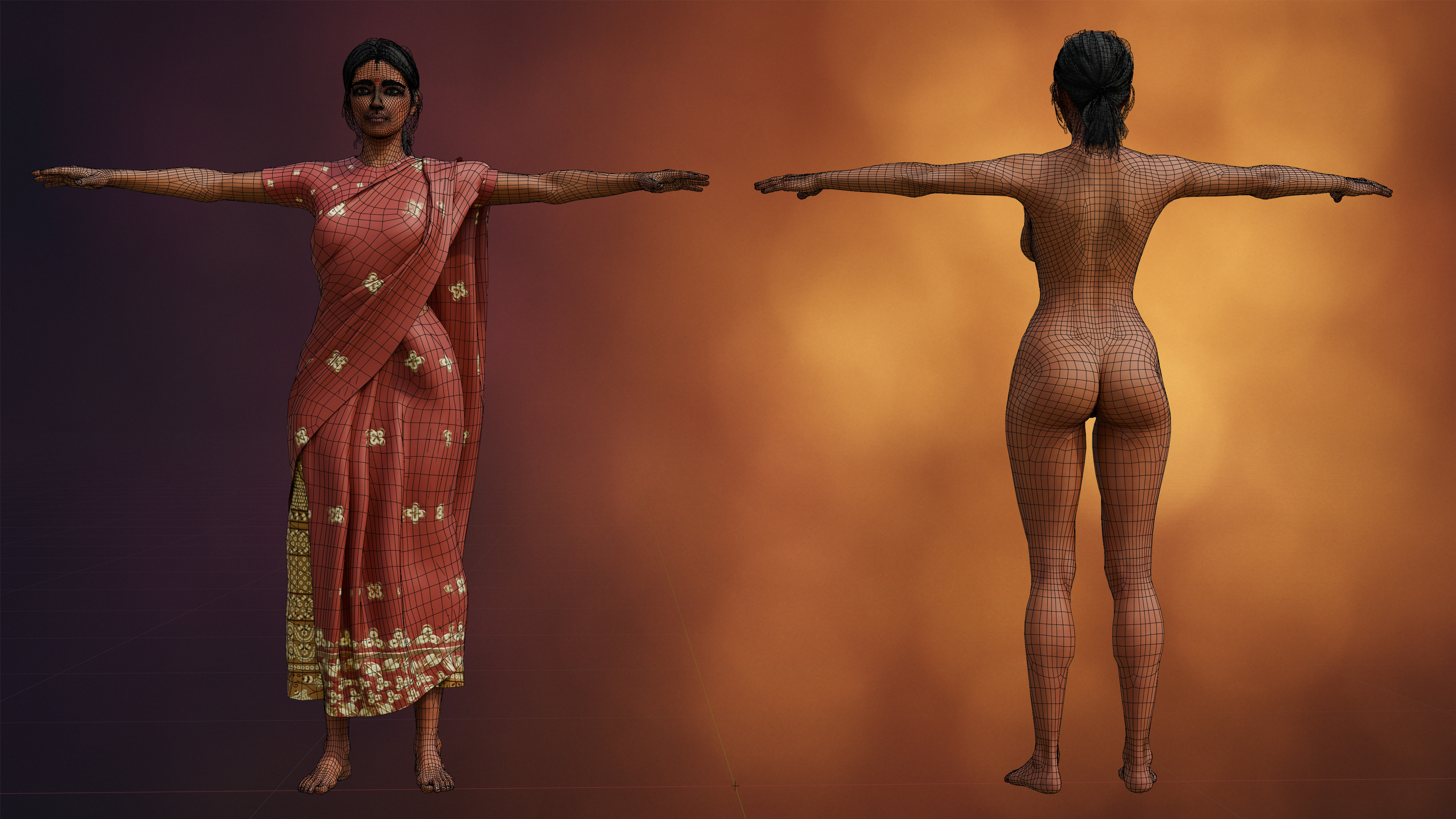 Priya Stylized Indian Character Rigged Blendshapes Low-poly 3D model_5