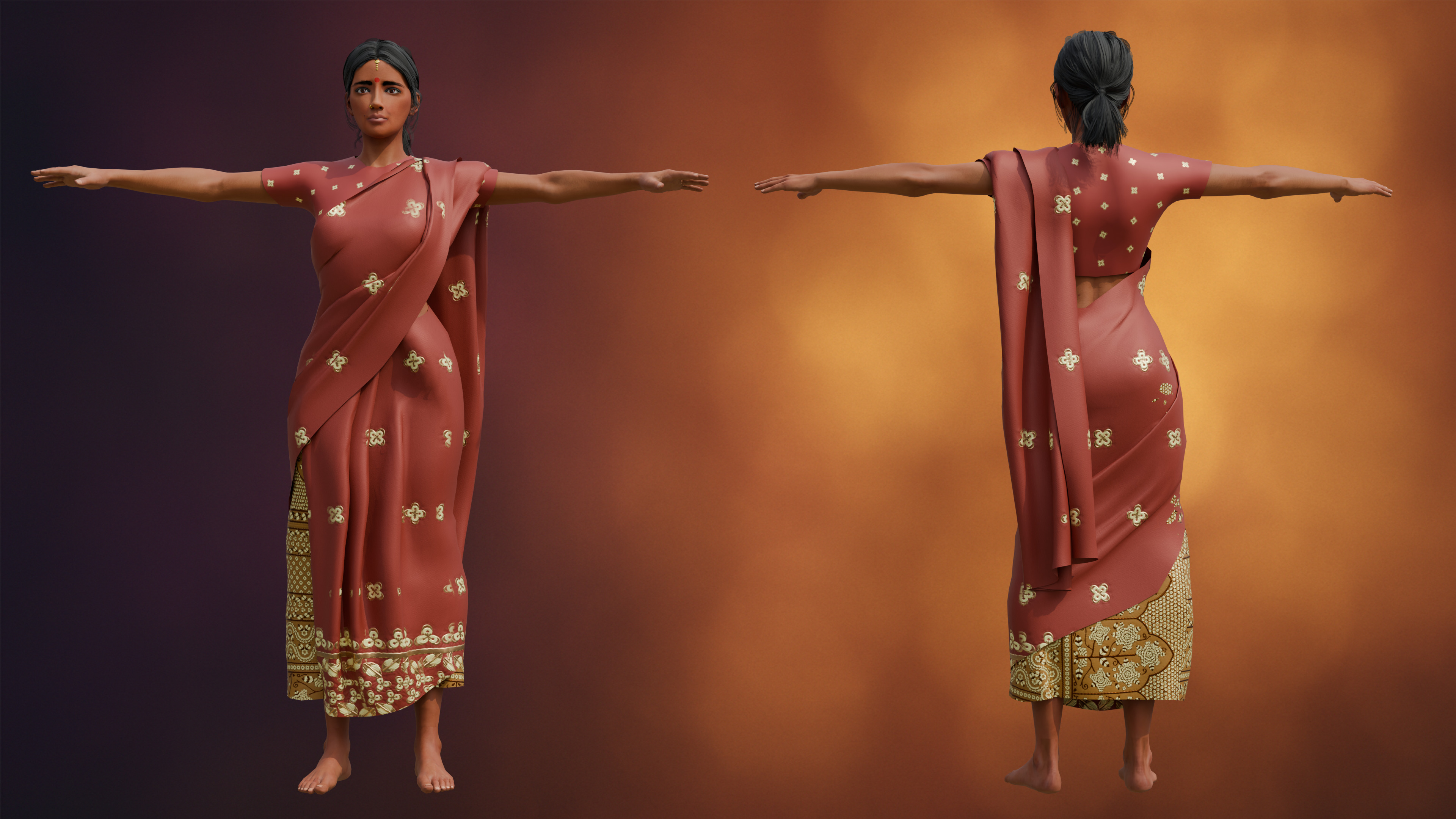 Priya Stylized Indian Character Rigged Blendshapes Low-poly 3D model_7