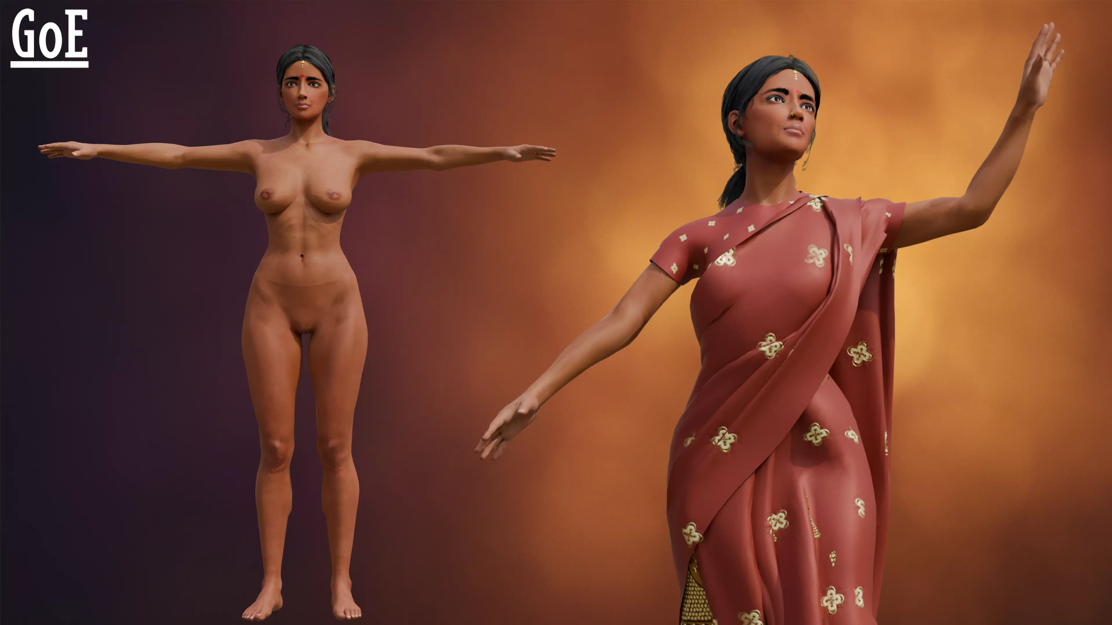 Priya Stylized Indian Character Rigged Blendshapes Low-poly 3D model_0