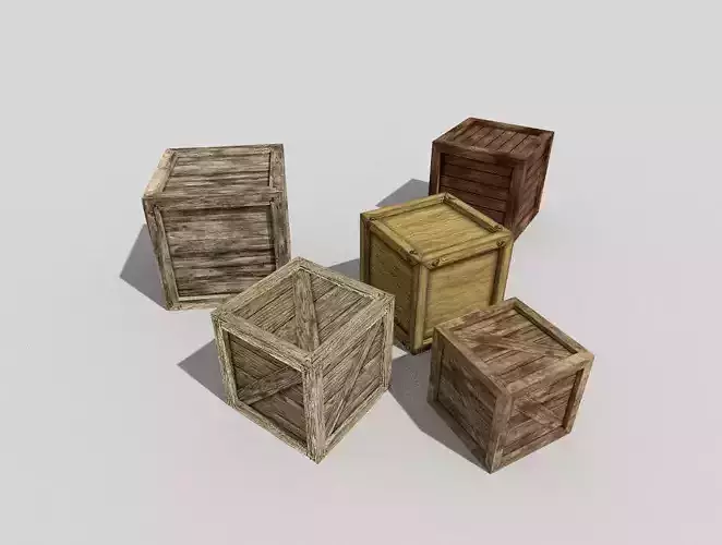 low poly wooden boxes pack 1