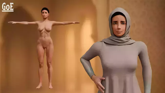 Layla Stylized Arab Character Rigged Blendshapes