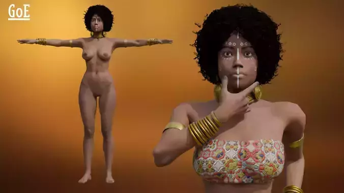 Zuri  Stylized African Character  Rigged Blendshapes