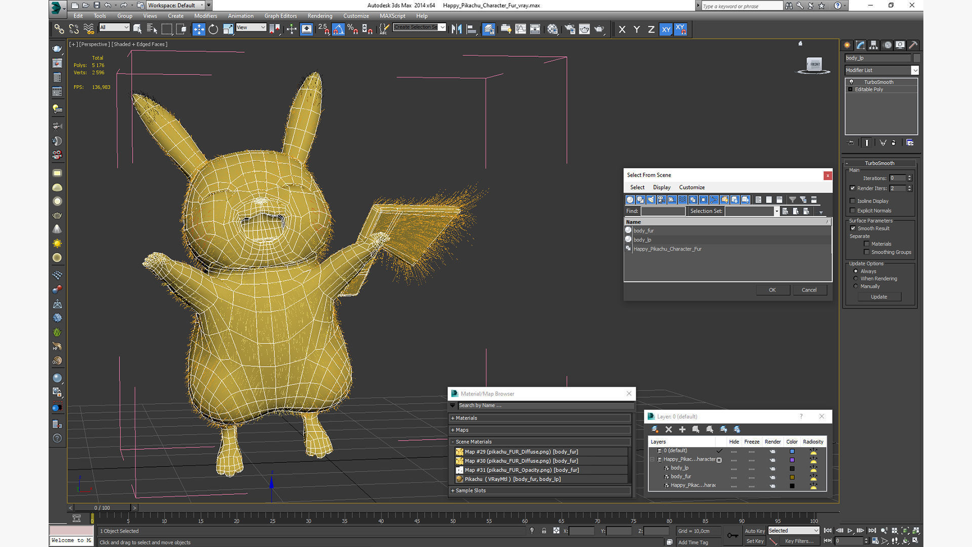 Happy Pikachu Character Fur 3D model_19