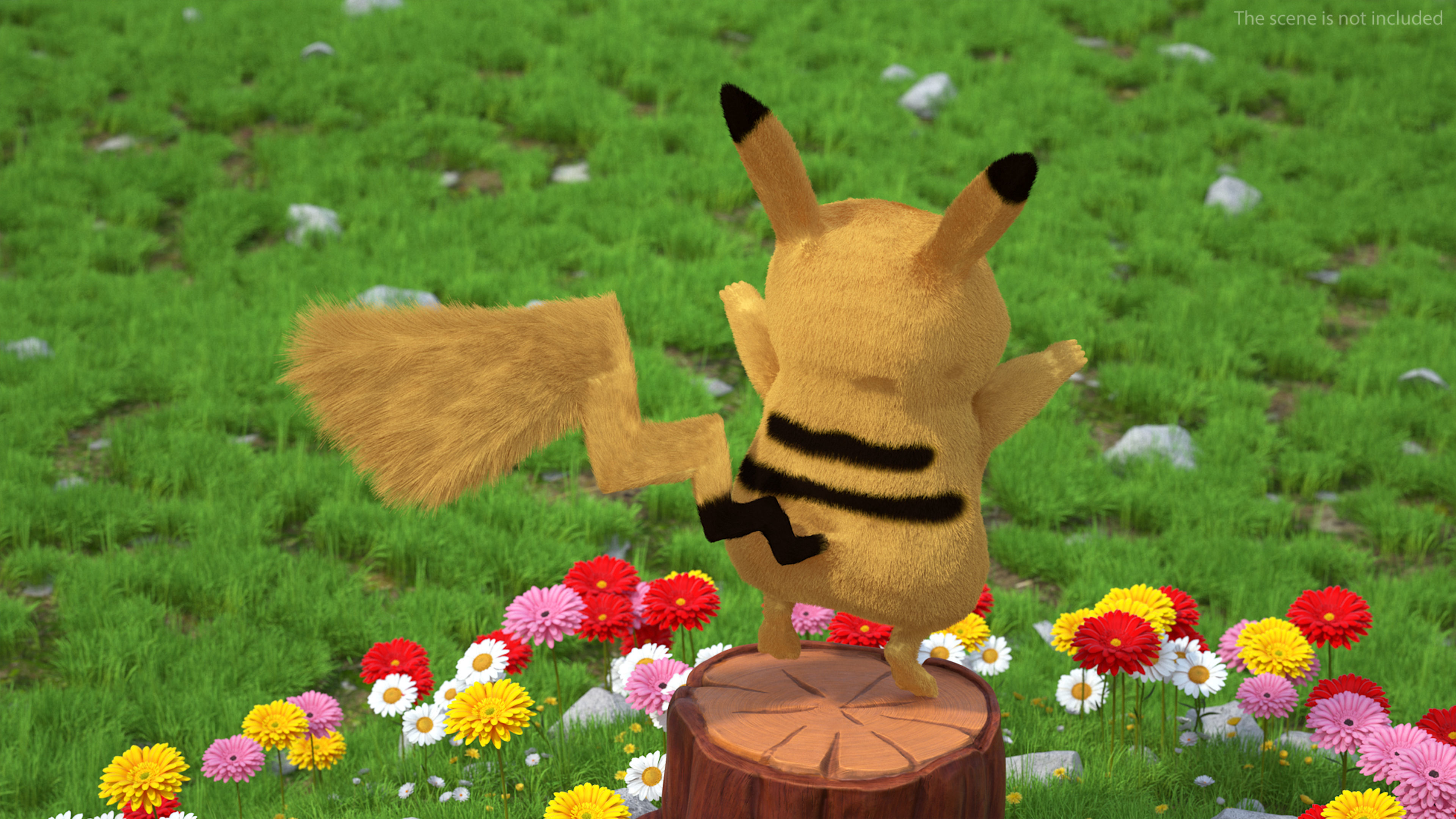 Happy Pikachu Character Fur 3D model_2