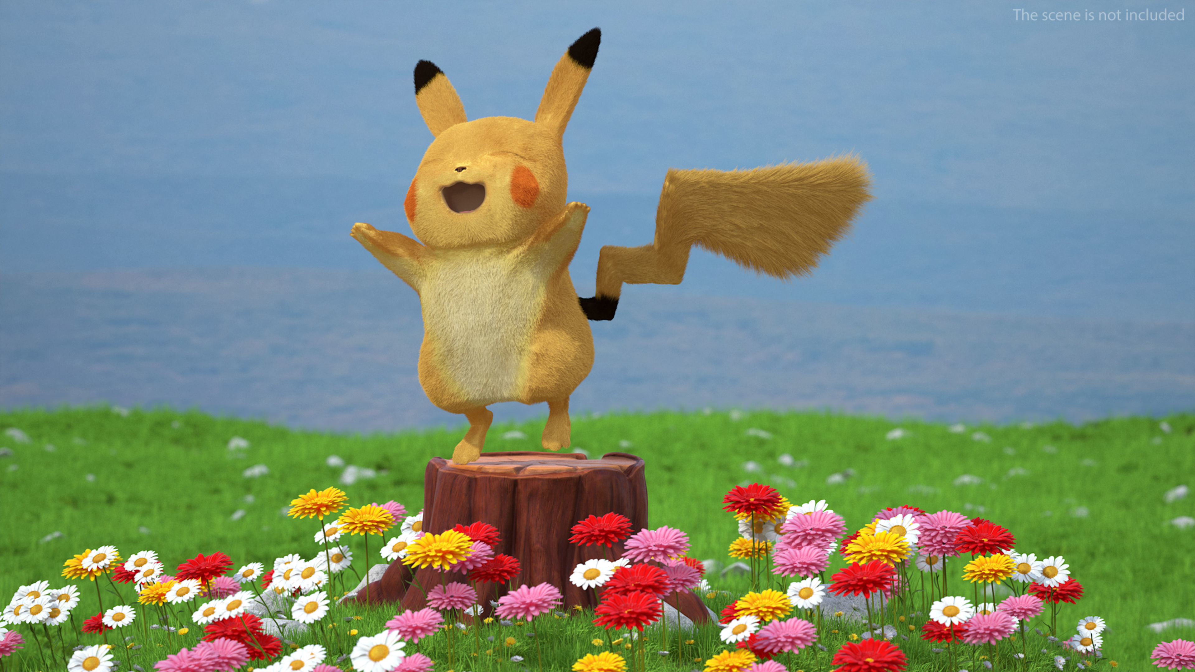 Happy Pikachu Character Fur 3D model_1