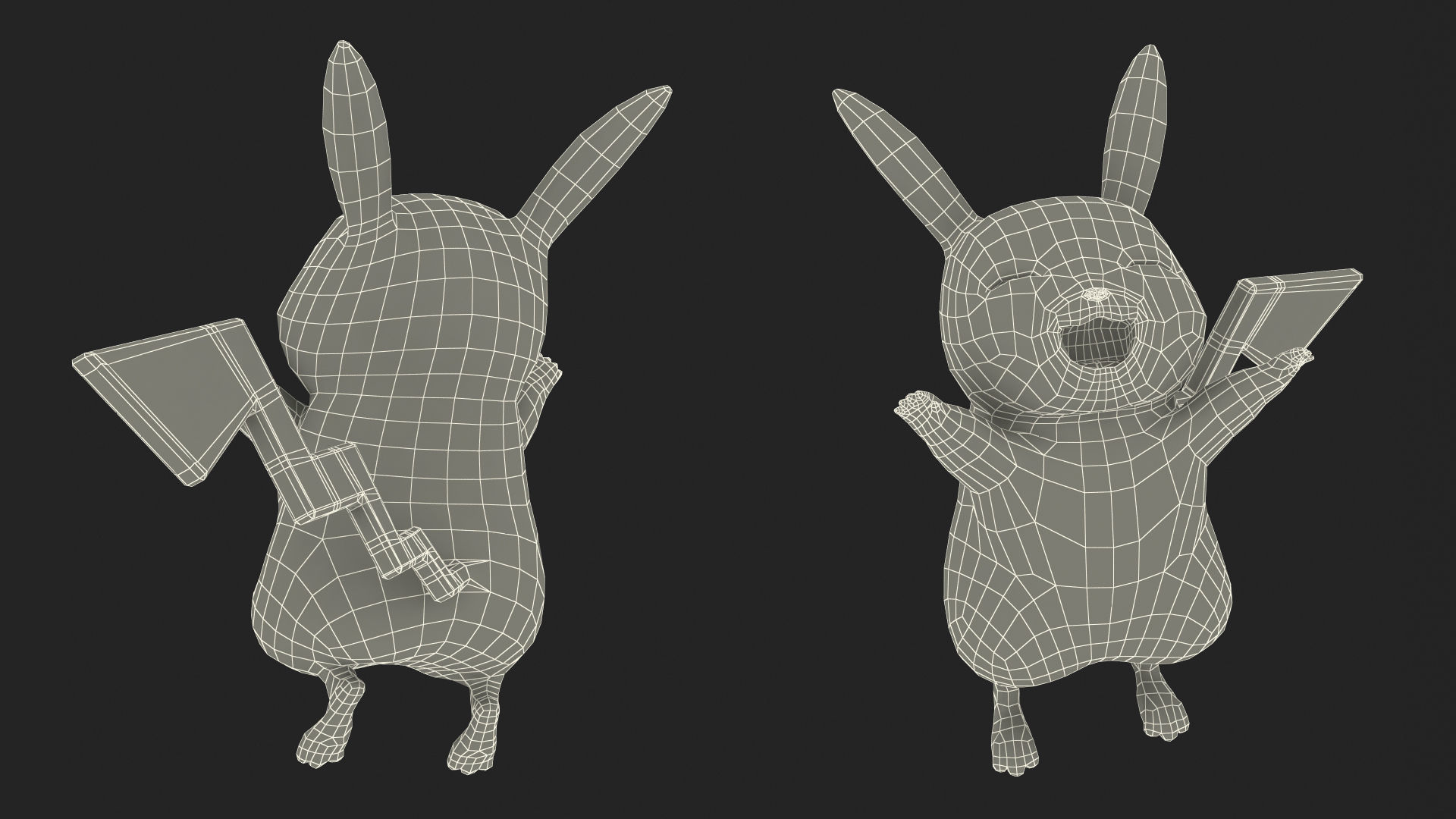 Happy Pikachu Character Fur 3D model_20
