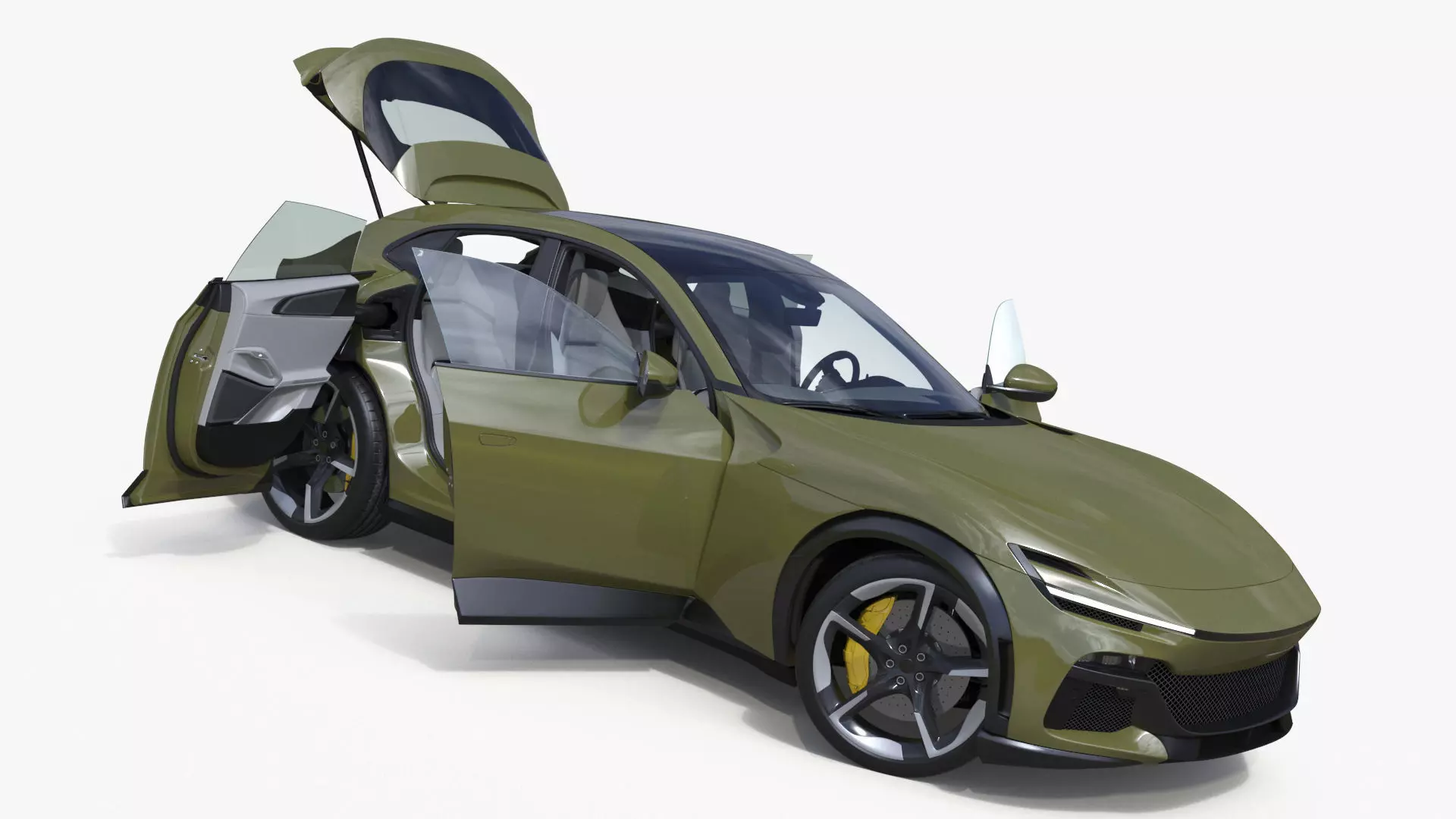 Extreme Sports Crossover Car Olive Rigged 3D model
