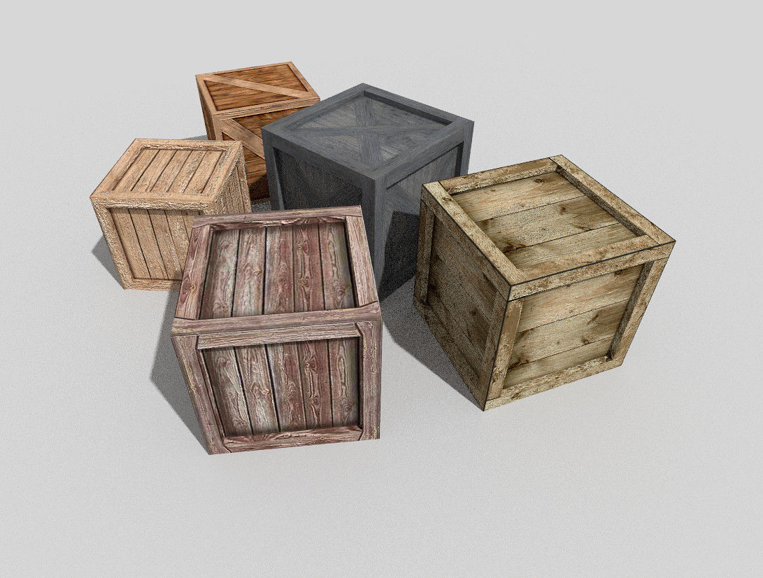 low poly wooden boxes pack 3 Low-poly 3D model_2