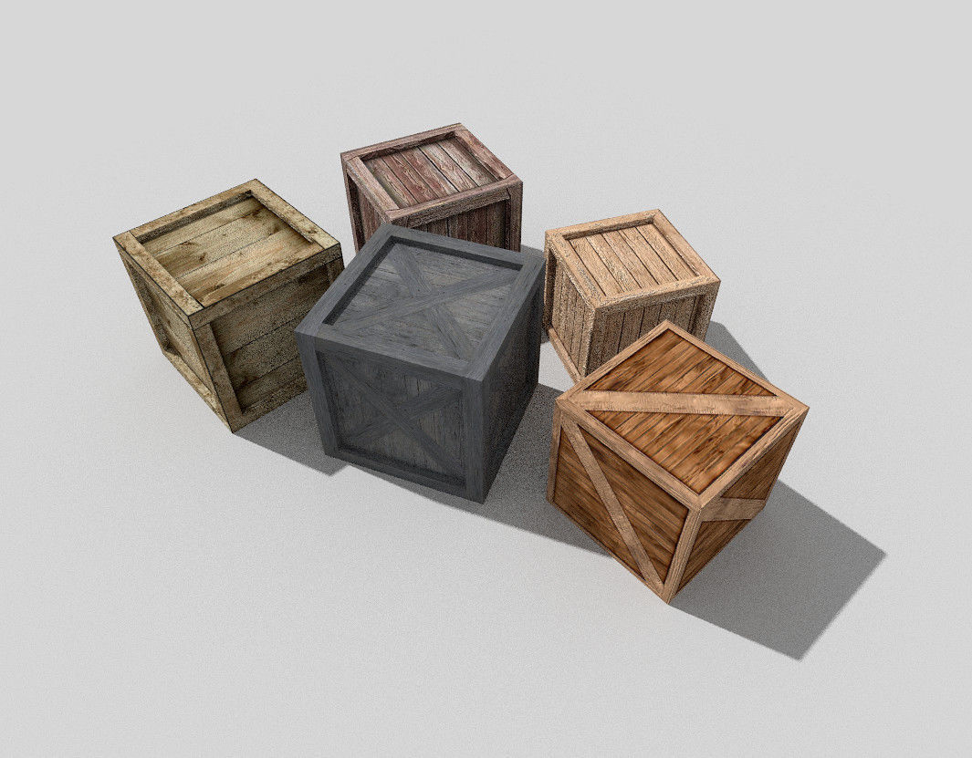 low poly wooden boxes pack 3 Low-poly 3D model_5