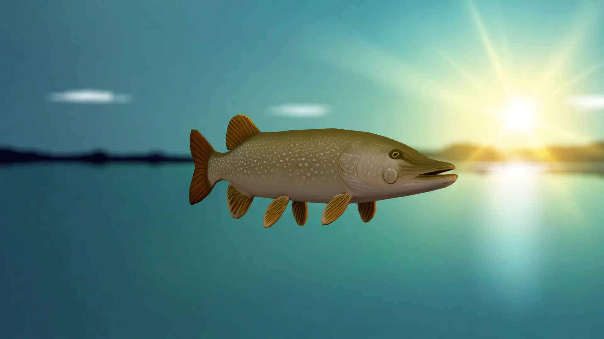 Realistic Freshwater Fish Pike Low-poly 3D model_0