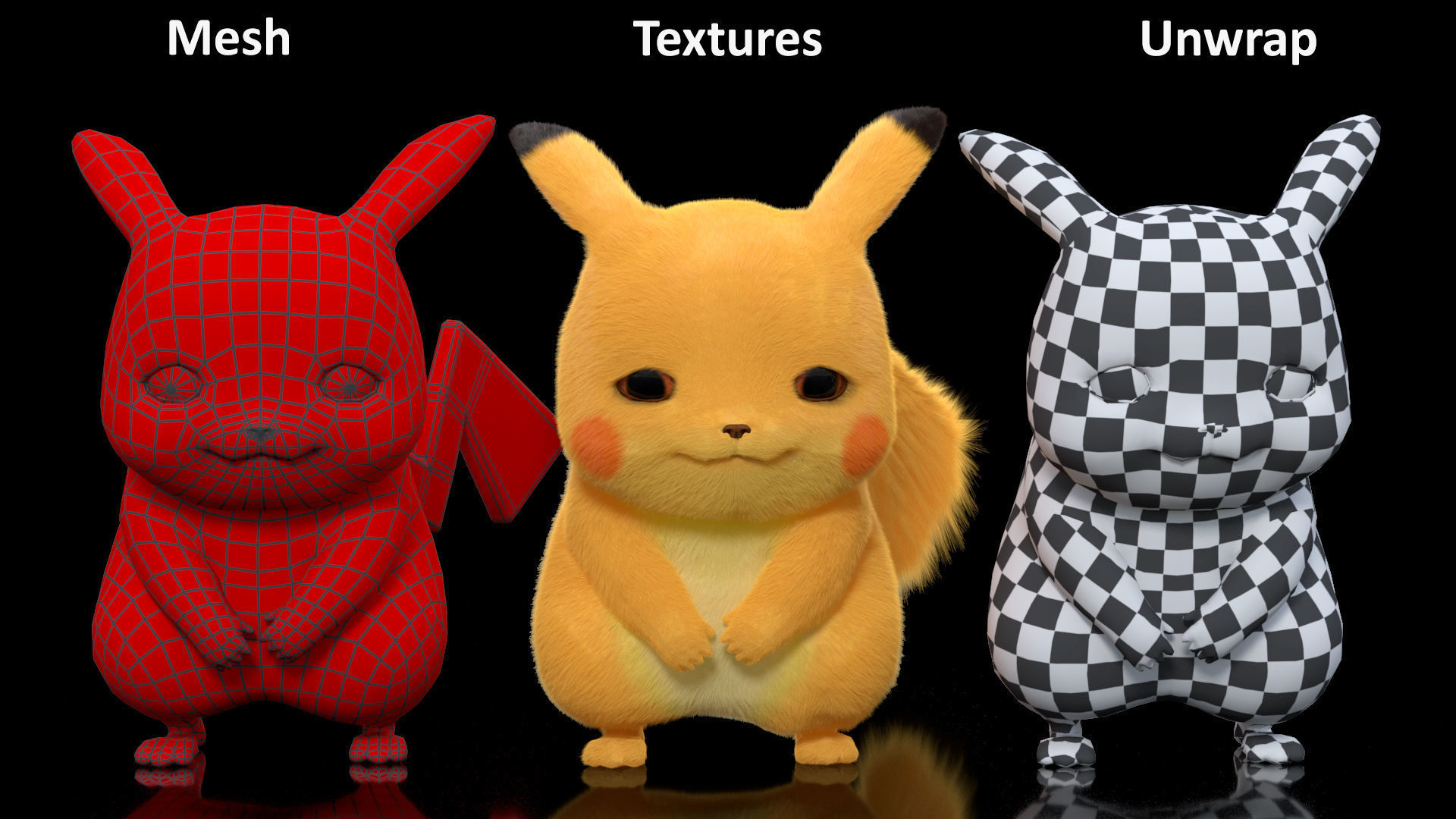 Pikachu Character Sad Fur 3D model_16