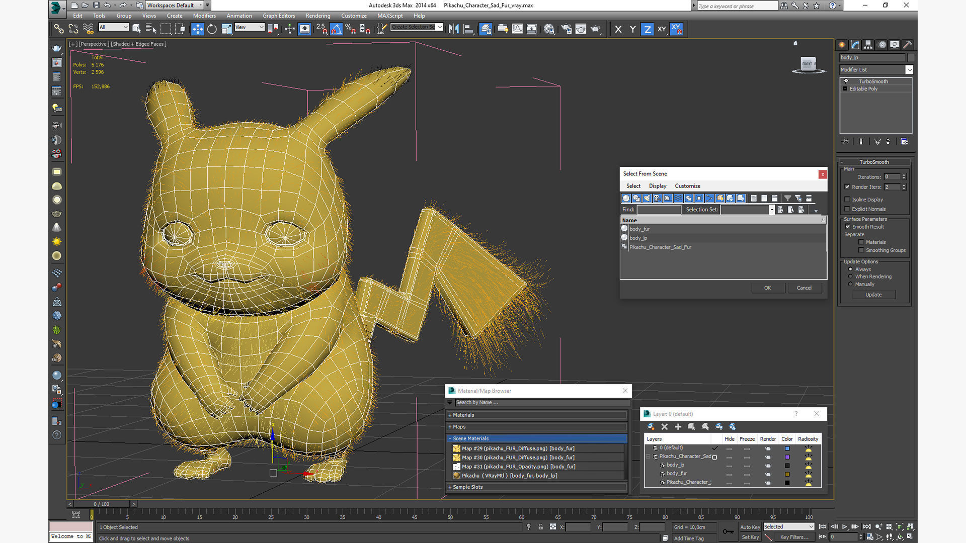 Pikachu Character Sad Fur 3D model_18
