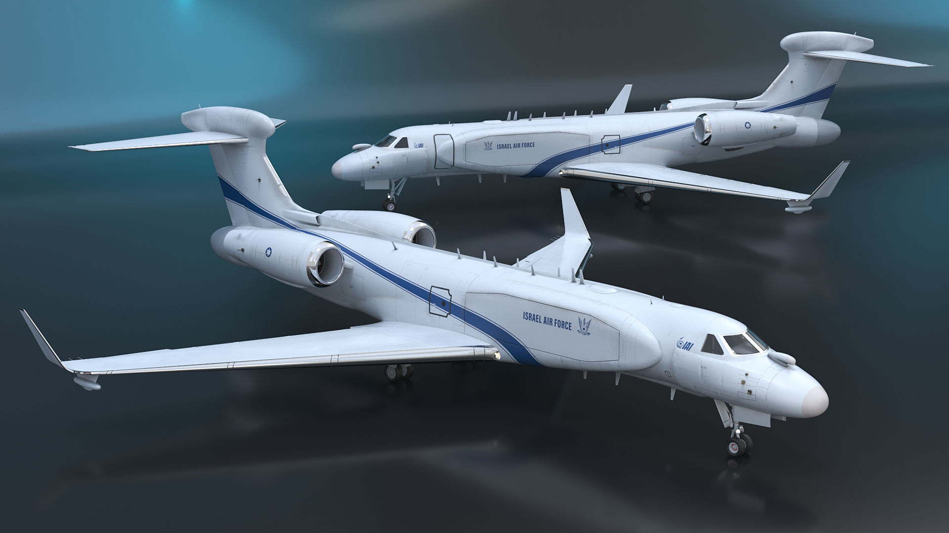 CAEW G550 White in Takeoff Position 3D model_5