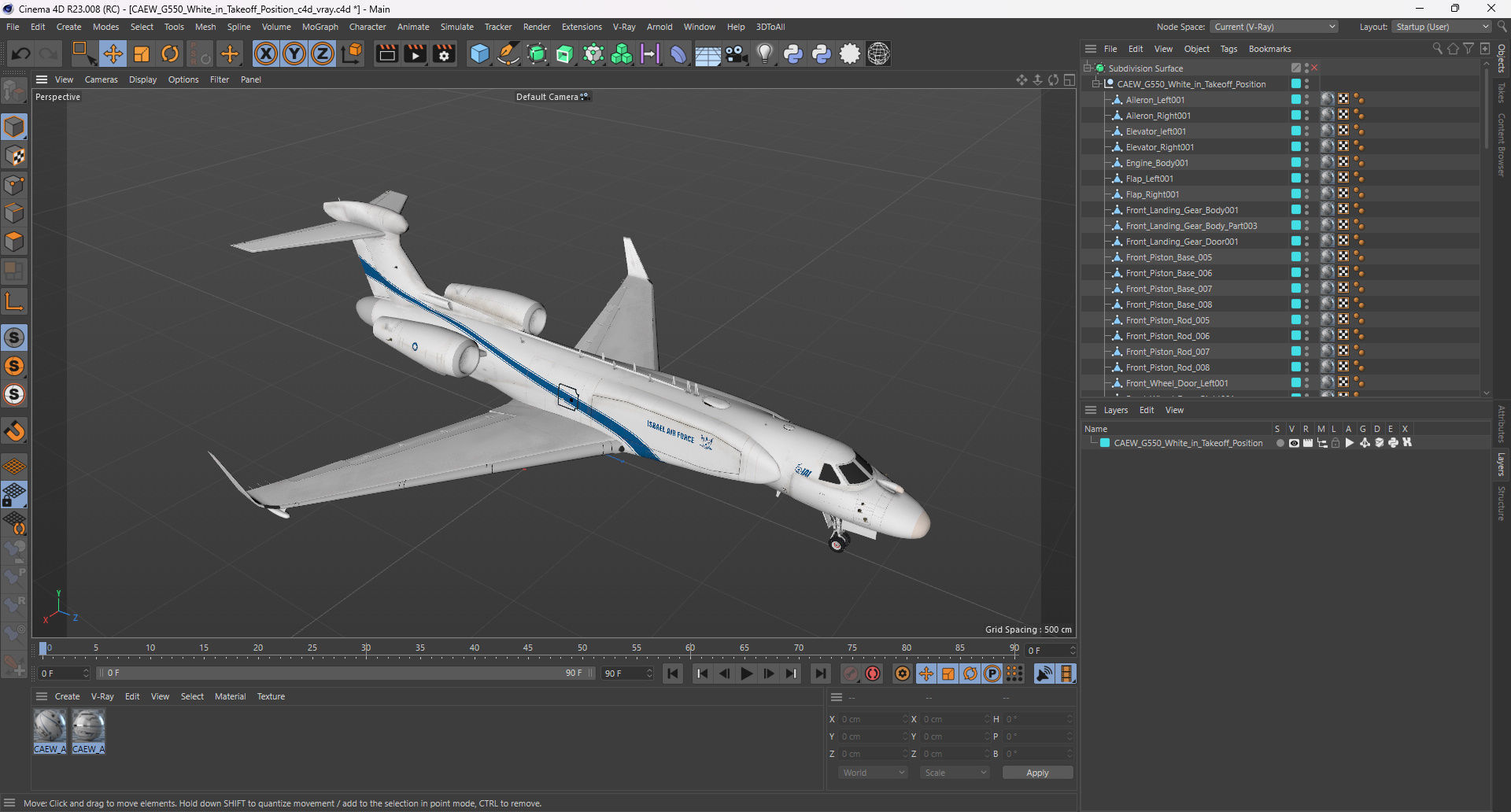 CAEW G550 White in Takeoff Position 3D model_23