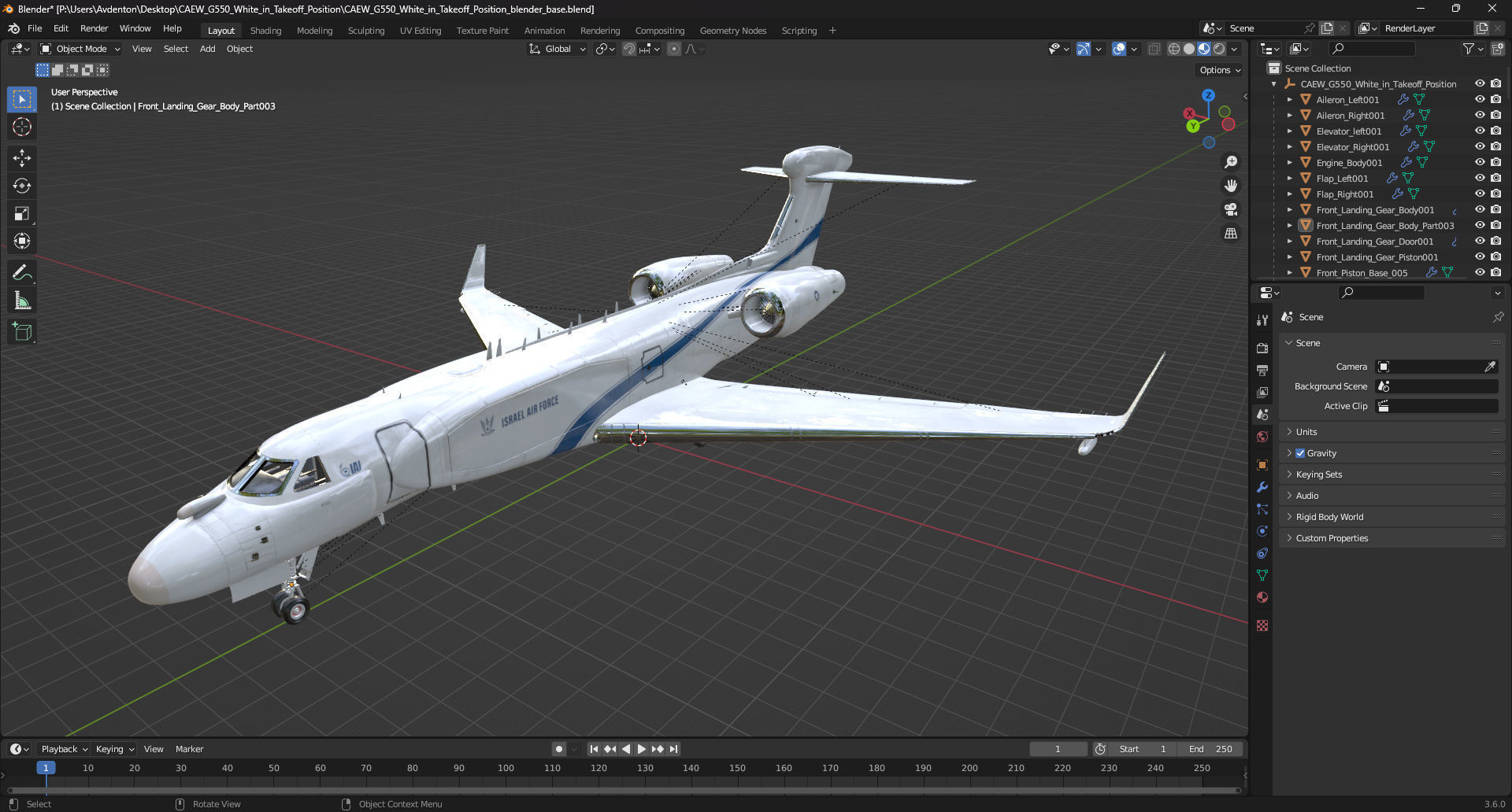 CAEW G550 White in Takeoff Position 3D model_20