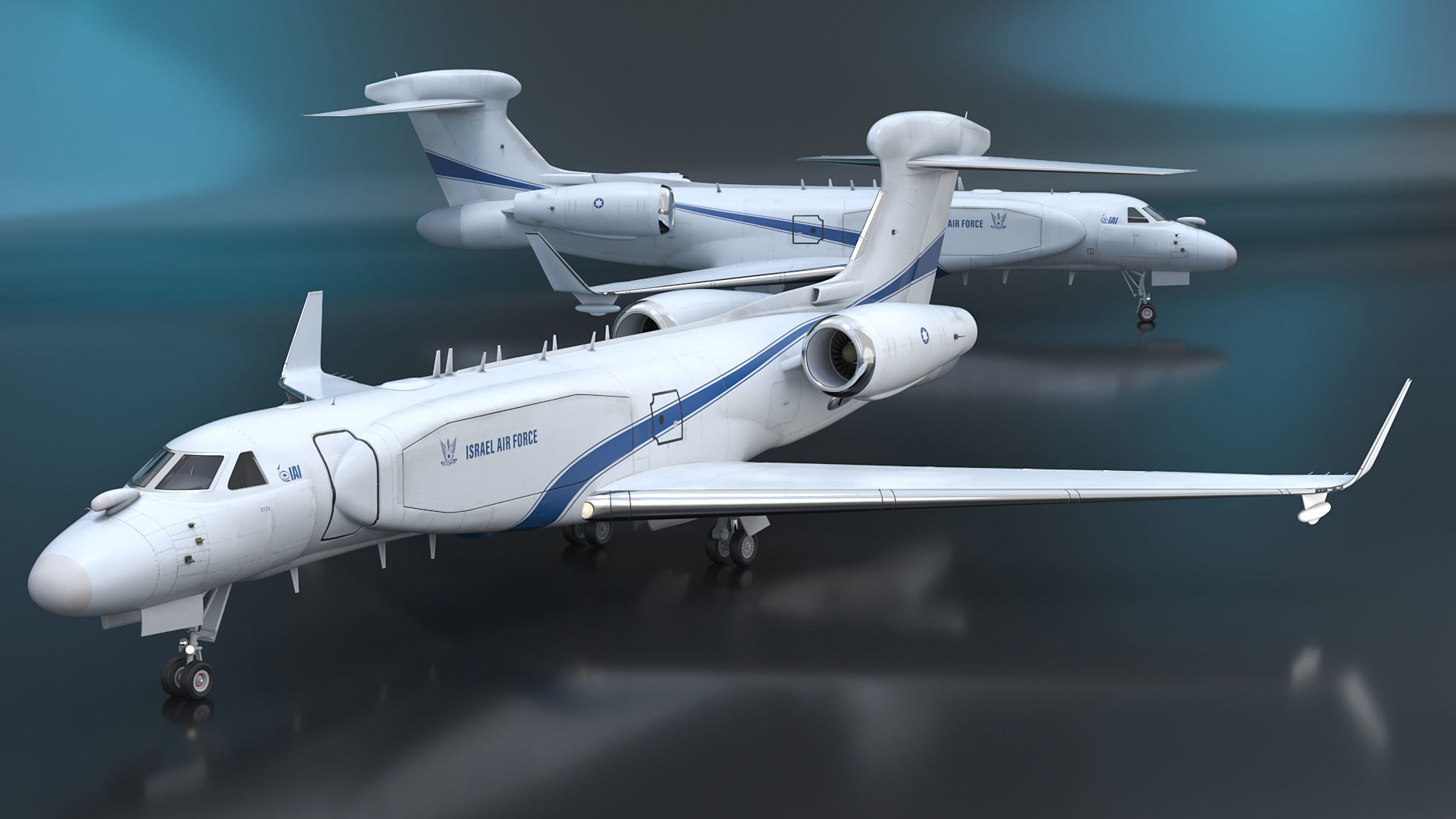 CAEW G550 White in Takeoff Position 3D model_4