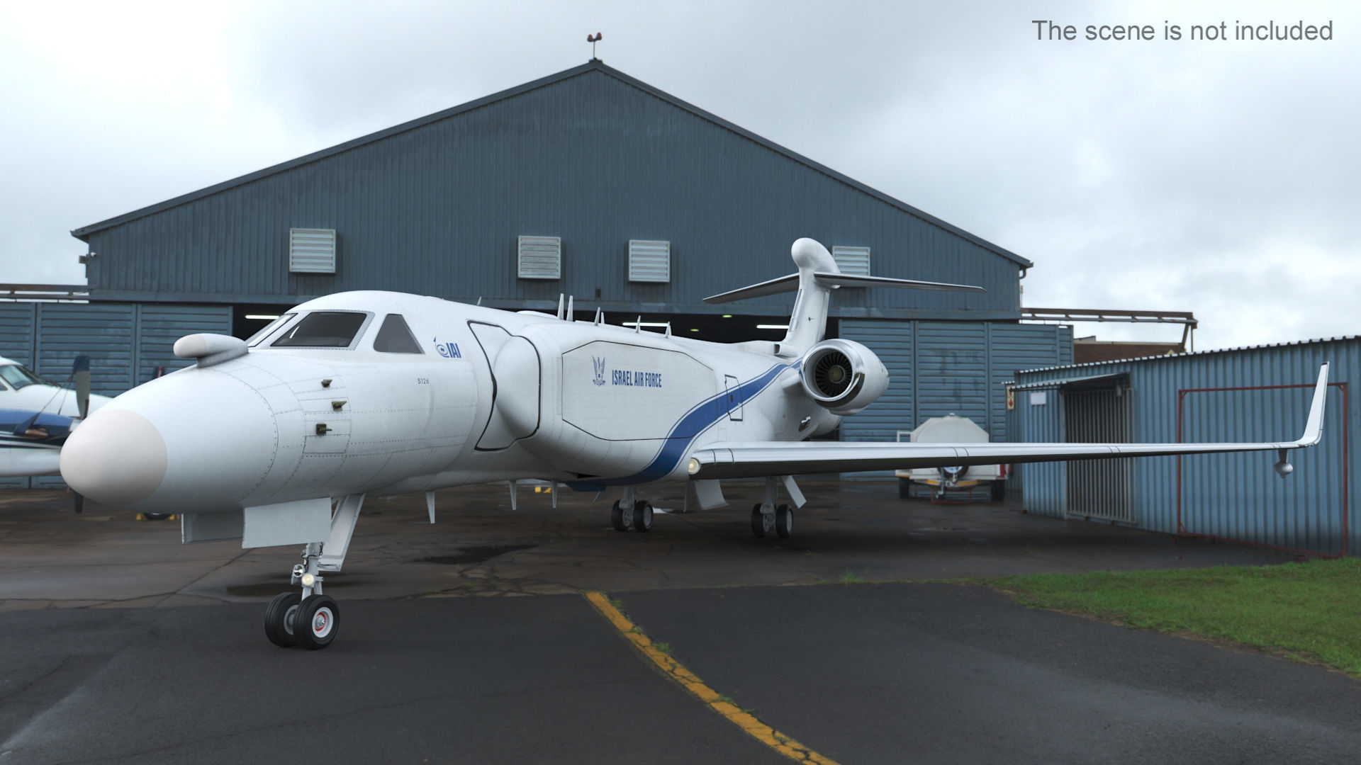 CAEW G550 White in Takeoff Position 3D model_1