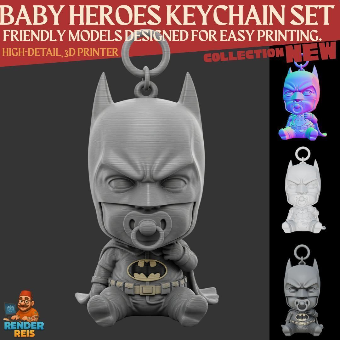 Dark Heroes Collection 6Piece 3D Keychain Model Set 3D print model_3
