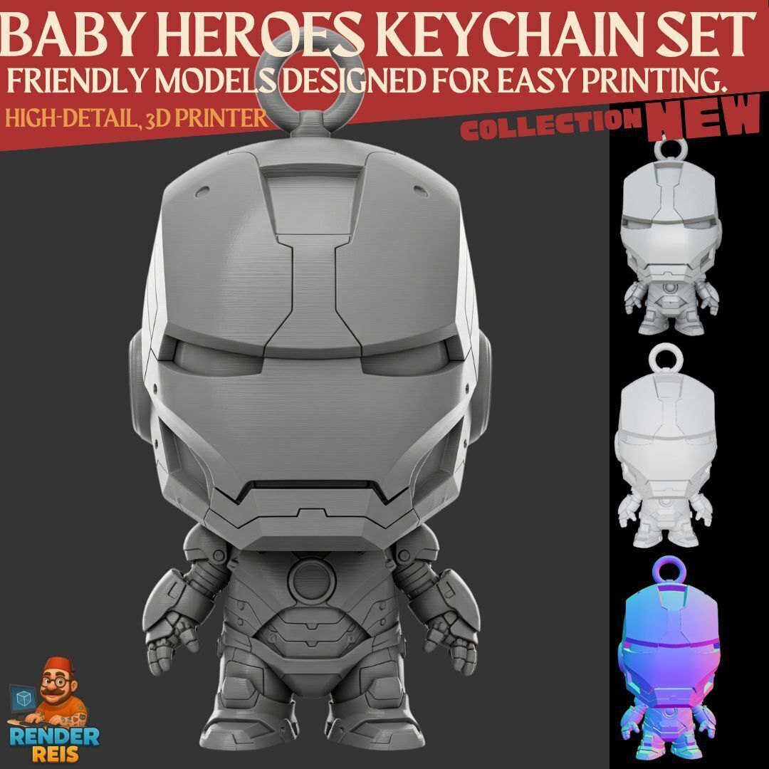 Dark Heroes Collection 6Piece 3D Keychain Model Set 3D print model_6