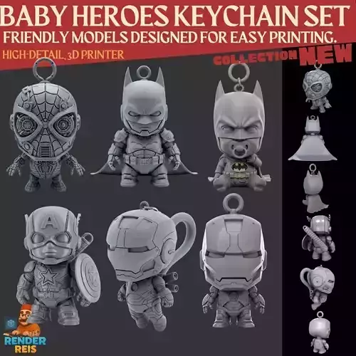 Dark Heroes Collection 6Piece 3D Keychain Model Set