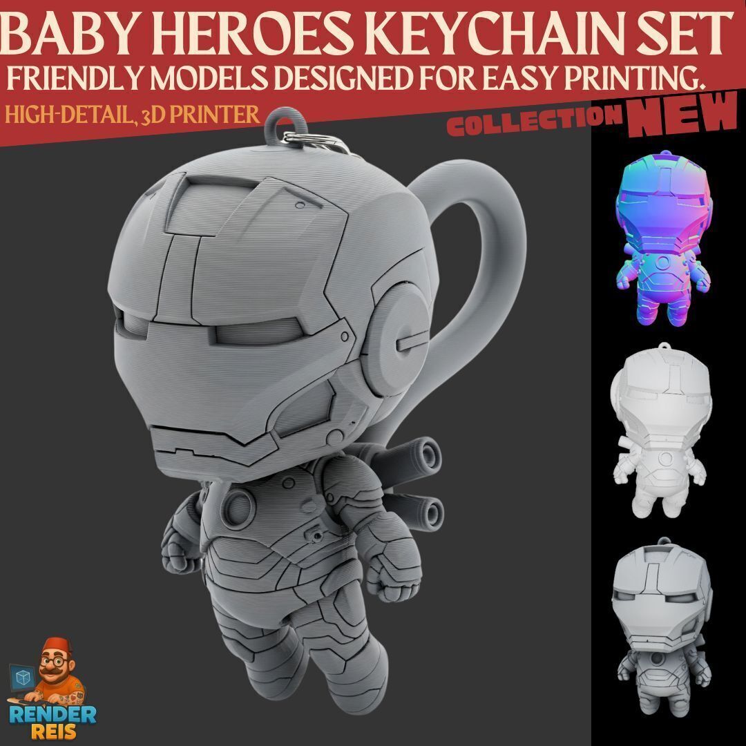 Dark Heroes Collection 6Piece 3D Keychain Model Set 3D print model_5