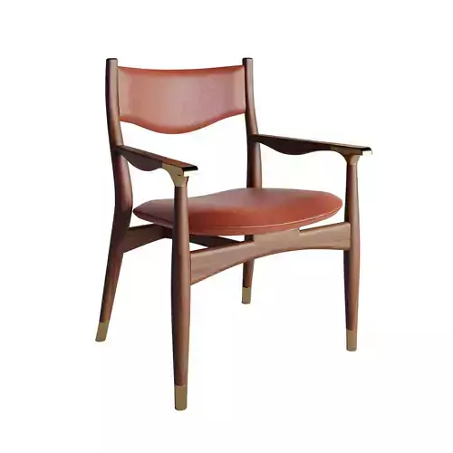 Mid Century Armchair with Brass details and Leather seat