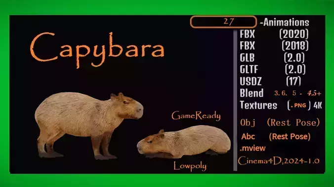 Capybara Low-poly 3D model