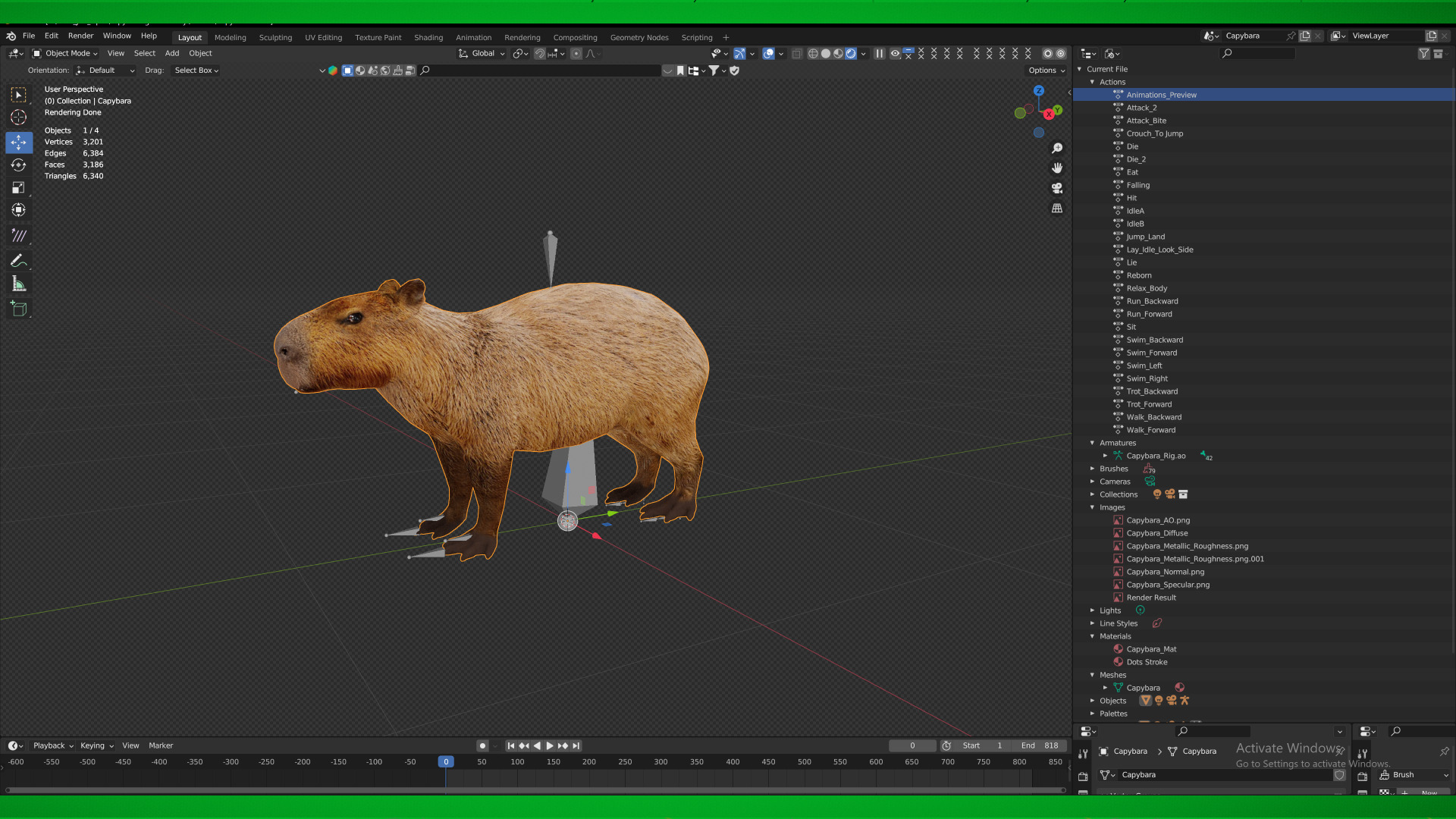 Capybara Low-poly 3D model_27