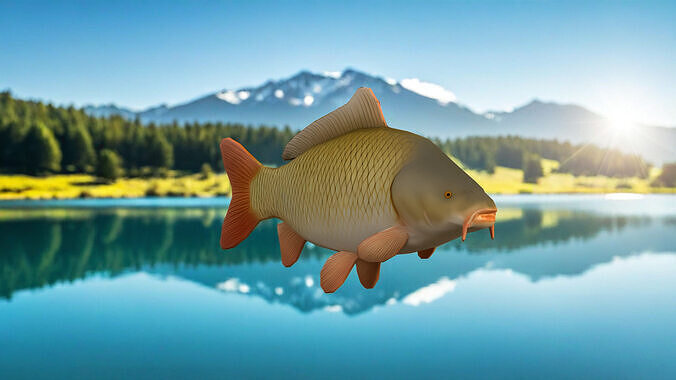 Realistic Carp Freshwater Fish Low-poly 3D model