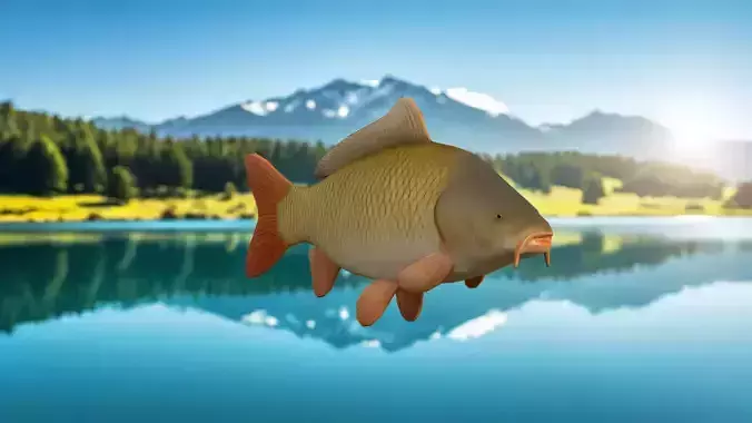 Realistic Carp Freshwater Fish Low-poly 3D model