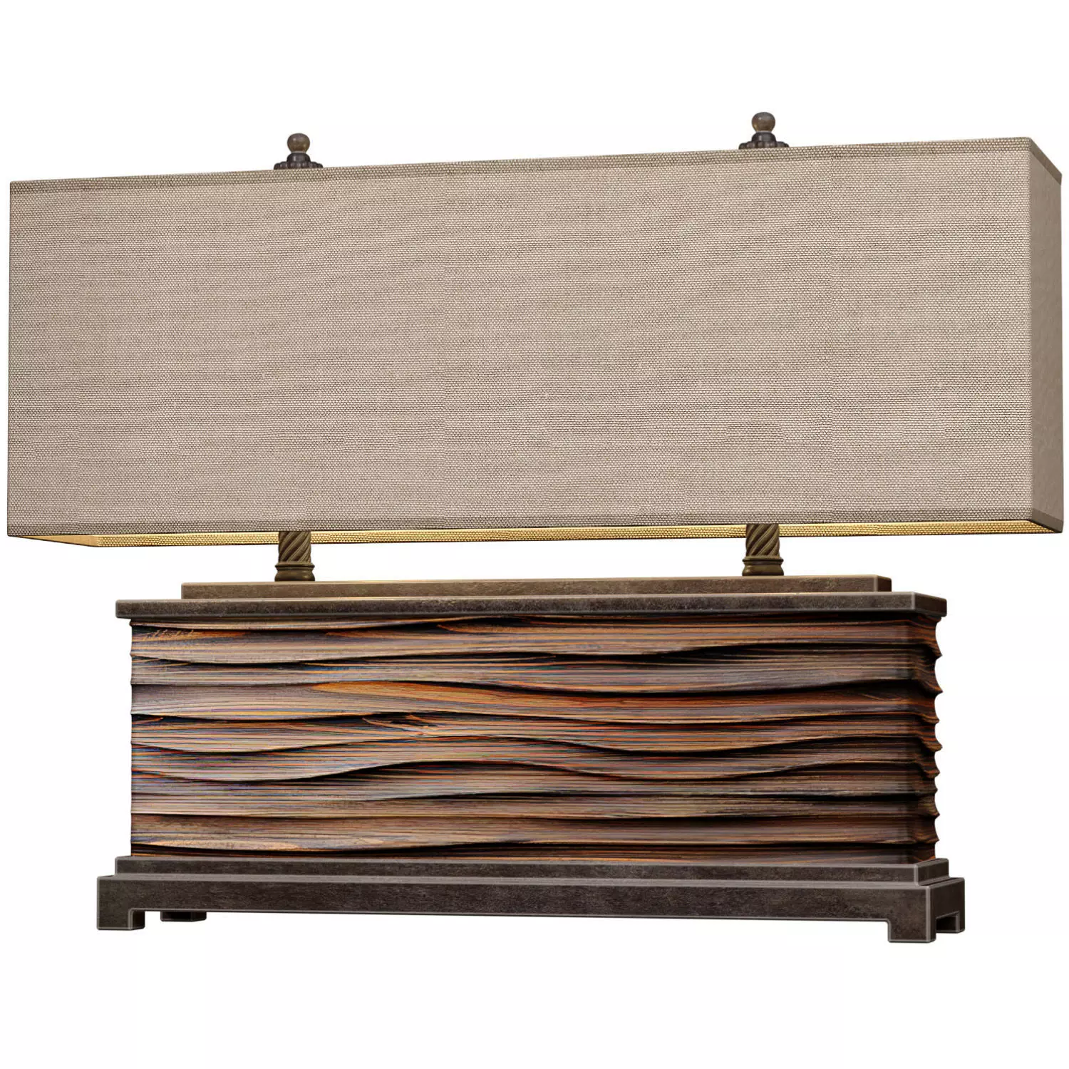 Large Modern Solid Wood Wave Loft style European Table Lamp 3D model