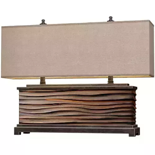 Large Modern Solid Wood Wave Loft style European Table Lamp