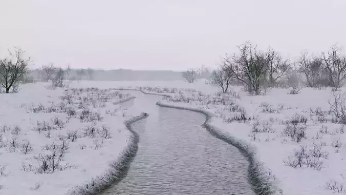 Winter River Generator Low-poly 3D model