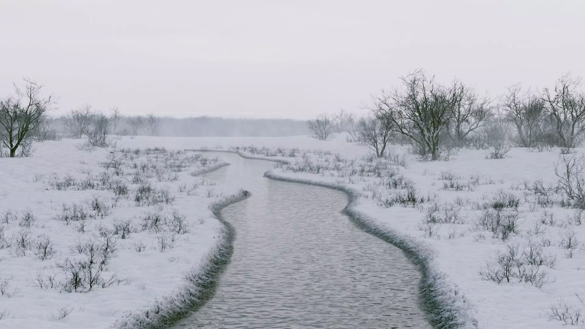 Winter River Generator Low-poly 3D model