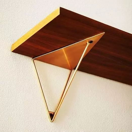 chair triangular shelf made of brass and wood Free 3D model_0