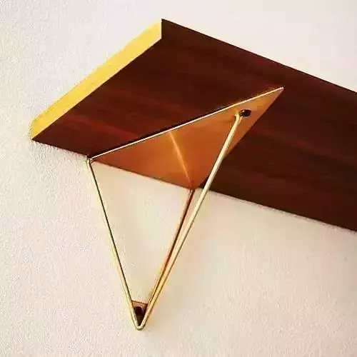 chair triangular shelf made of brass and wood Free 3D model