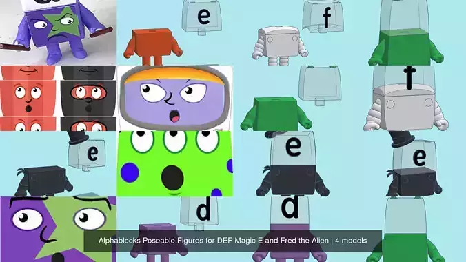 Alphablocks Poseable Figures for DEF Magic E and Fred the Alien