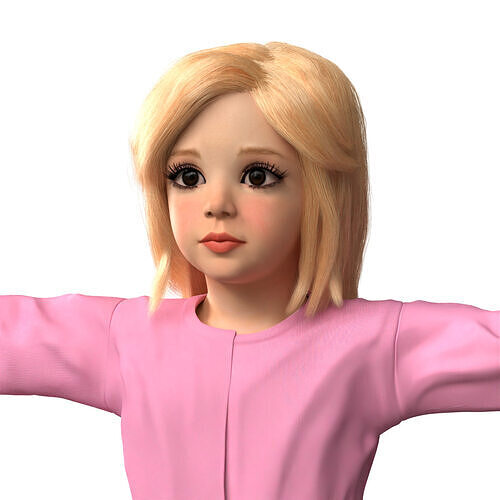 mia kid Girl Rig 3D model 3D model