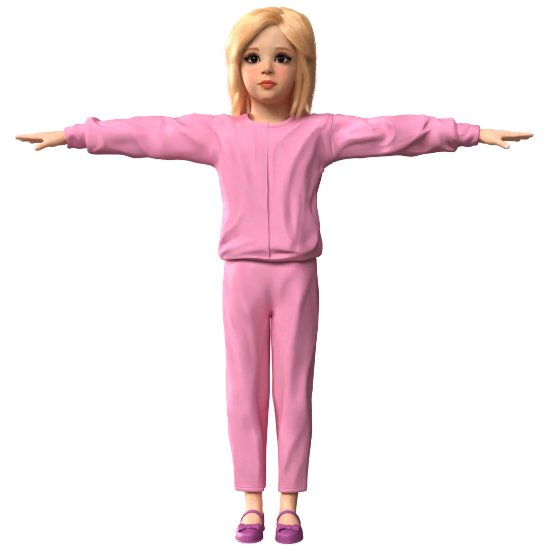 mia kid Girl Rig 3D model 3D model_1