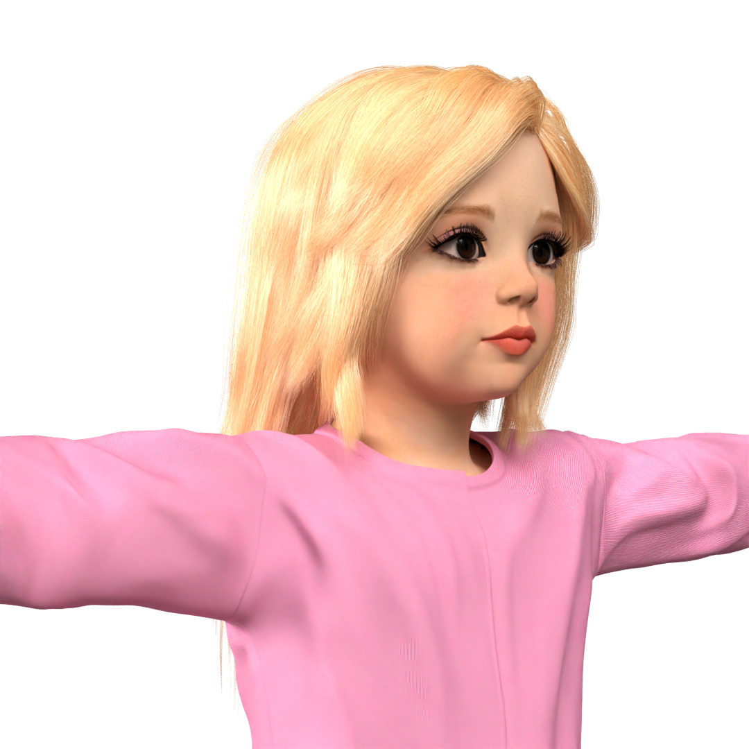 mia kid Girl Rig 3D model 3D model_2