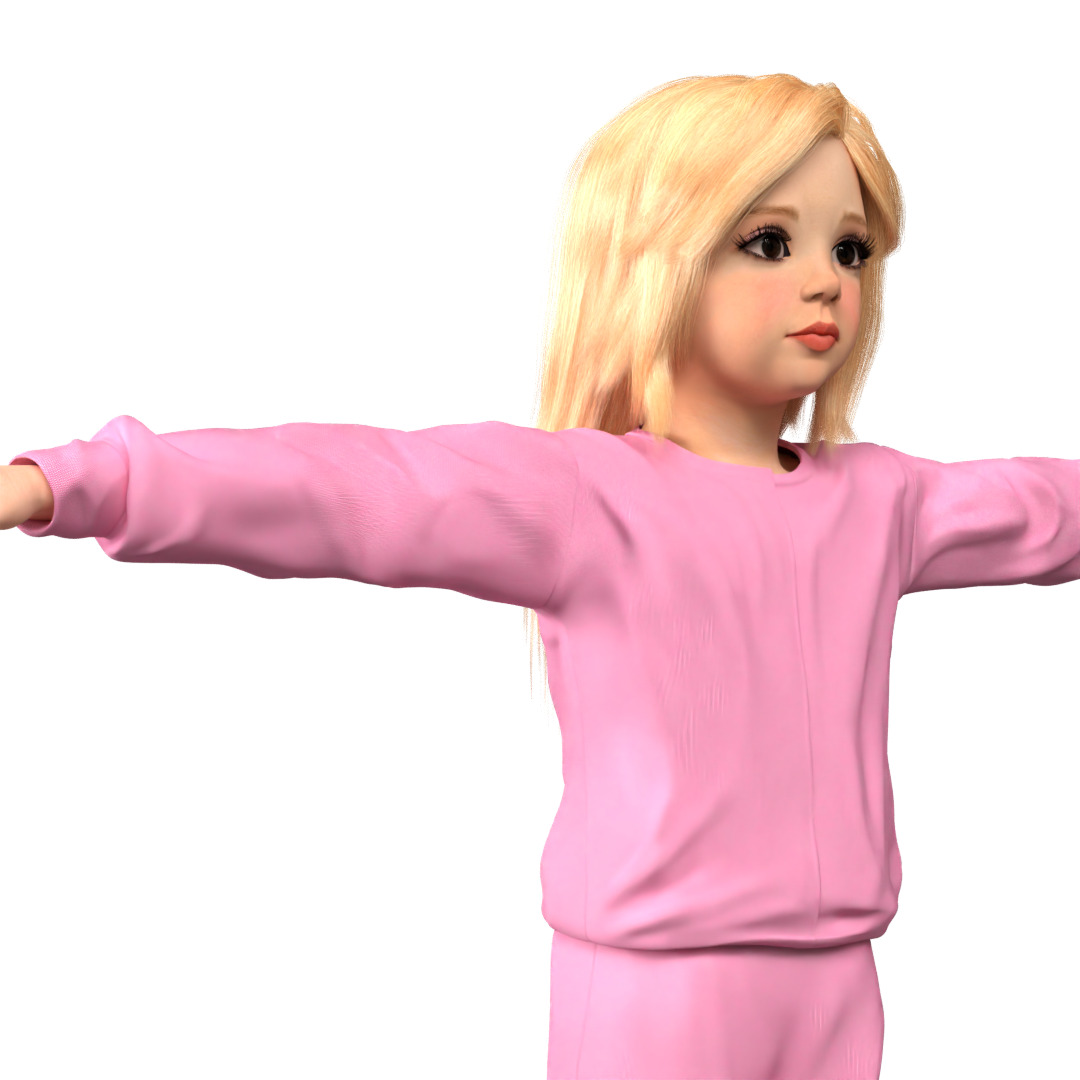 mia kid Girl Rig 3D model 3D model_3