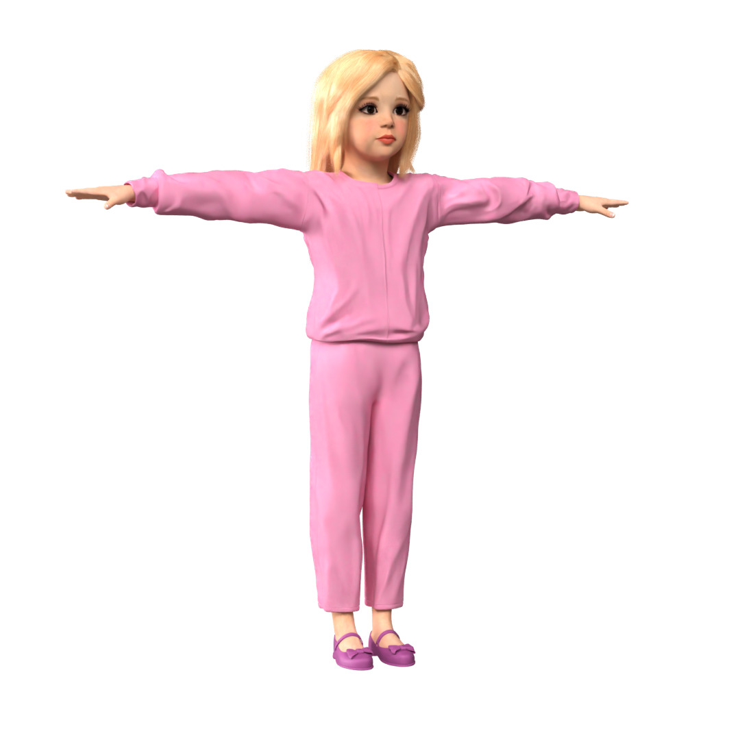 mia kid Girl Rig 3D model 3D model_8
