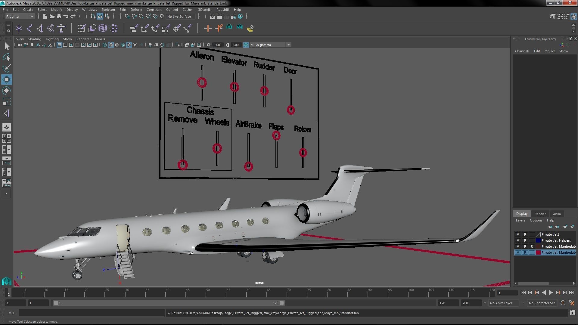 Large Private Jet Rigged for Maya 3D model_26