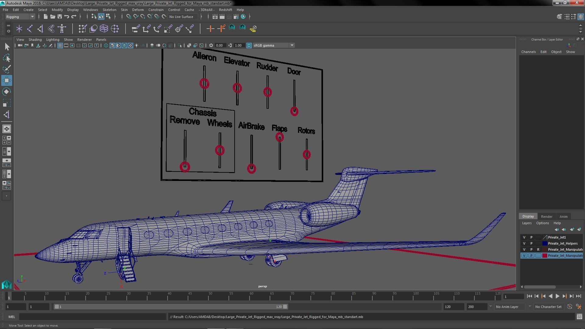 Large Private Jet Rigged for Maya 3D model_28
